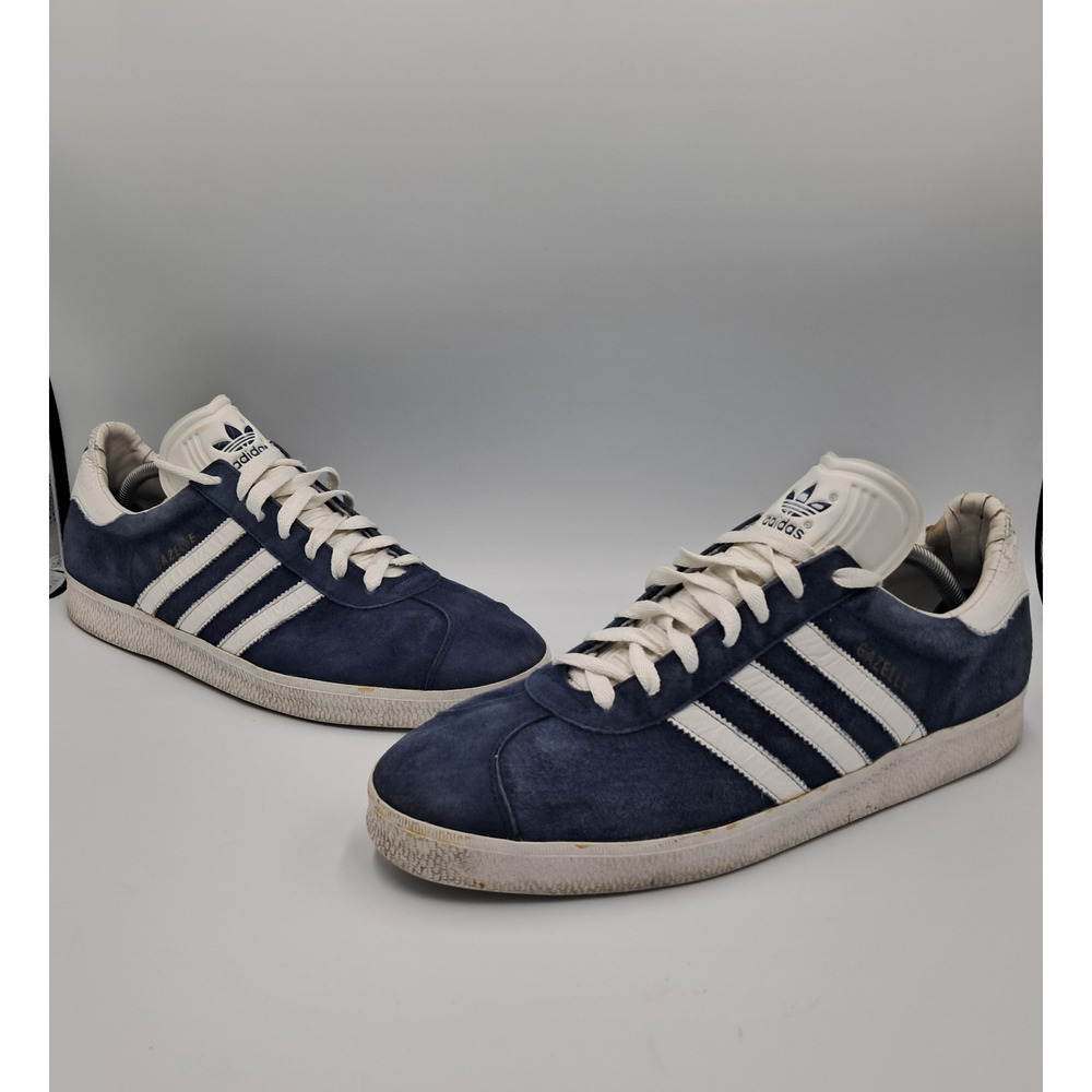 Size 11.5 - Vtg Adidas Gazelle Faded Blue White Classic Retro Trainers - 034581